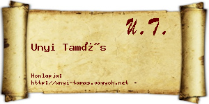 Unyi Tamás névjegykártya